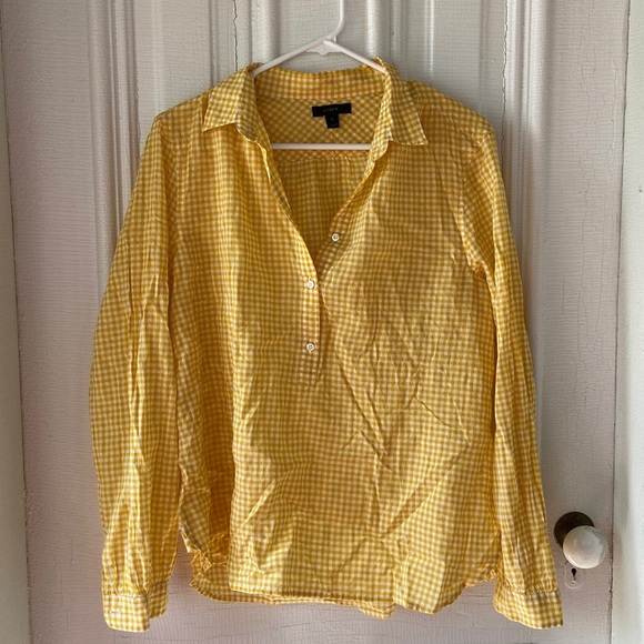 Tops - Yellow plaid tunic top, J.Crew.